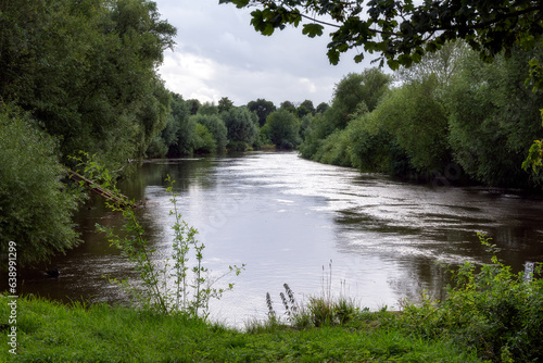 Fototapeta Naklejka Na Ścianę i Meble -  The river Wye on a cloudy summer day, Herefordshire, Engalnd