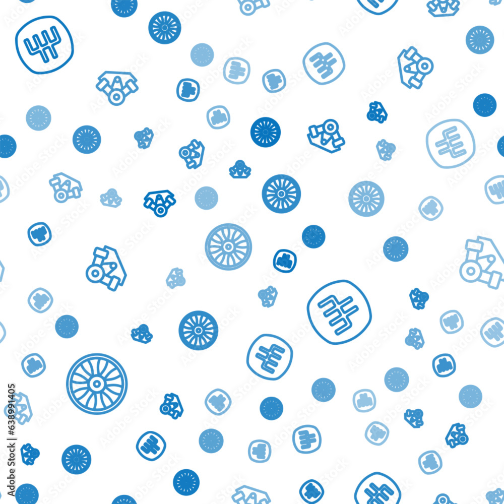 Set line Alloy wheel for car, Gear shifter and Power engine on seamless pattern. Vector Set line Alloy wheel for car, Gear shifter and Power engine on seamless pattern. Vector