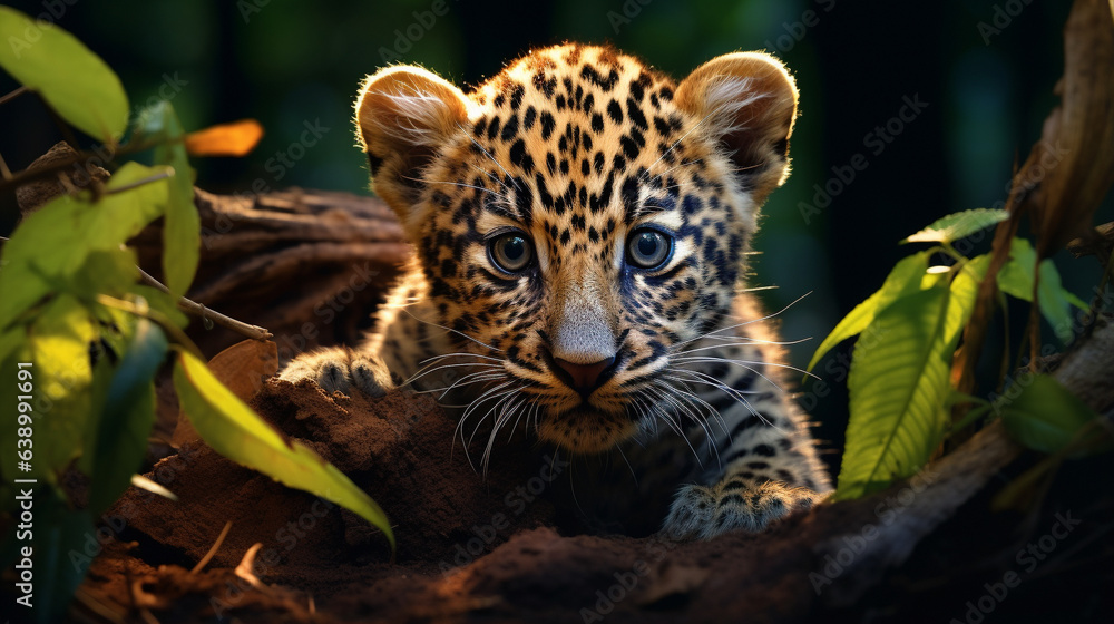 Baby jaguar in the jungle
