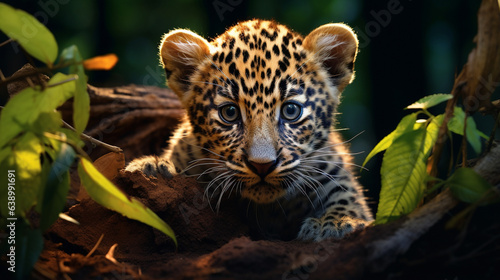 Baby jaguar in the jungle © ZegiDesign
