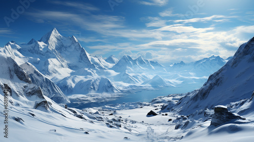 beautiful landscape with mountains and snow, Generative Ai © L2004 ZUL