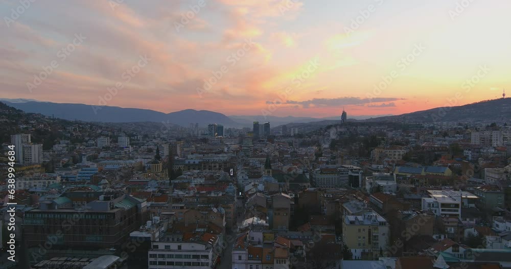 Sarajevo Scenic Aerial Cityscape View at Dusk Sarajevo Scenic Aerial Cityscape View at Dusk