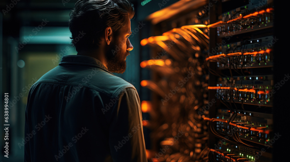 Fototapeta premium computer engineering working in the server room