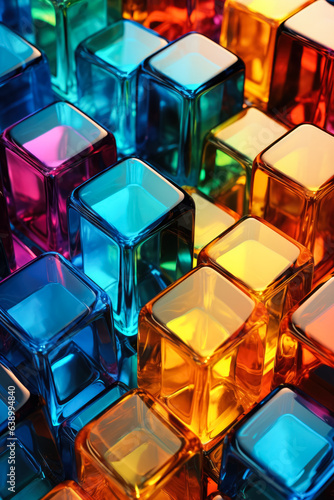 Colorful glass 3D object as an abstract wallpaper background 