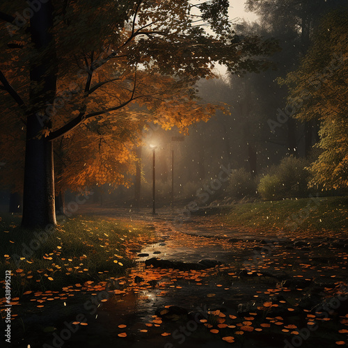 Concept on theme of autumn. Autumn yellow leaves and autumn still life.. © Ivan