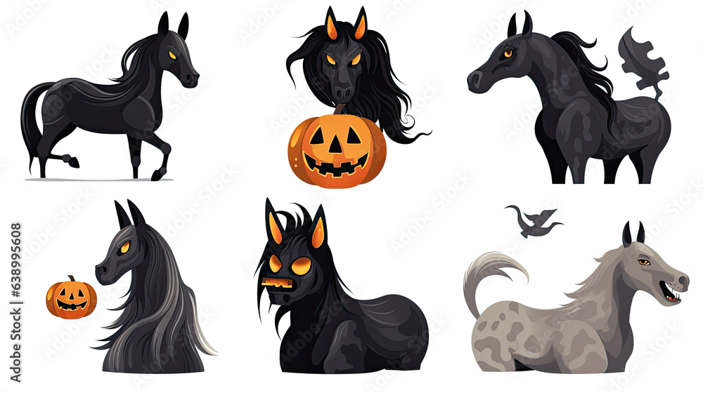 set of horses in a Halloween style