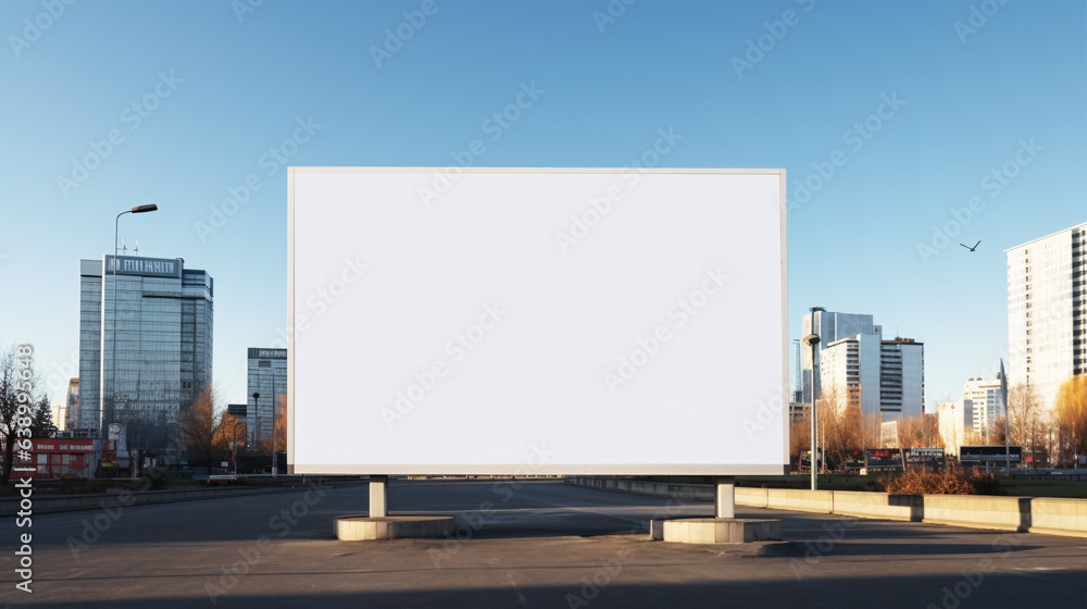 Advertising billboard template mock-up in the city on a sunny summer day. Ad replacement for your design. Advertising billboard template mock-up in the city on a sunny summer day. Ad replacement for your design.