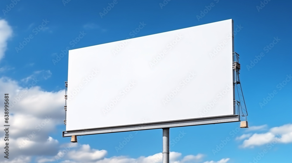Obraz premium Template of Outdoor billboard on blue sky background. Mock up for custom design.