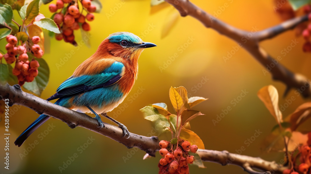 A Bird of Paradise Perched on a Tree Branch in the Highland Forest AI Generative A Bird of Paradise Perched on a Tree Branch in the Highland Forest AI Generative
