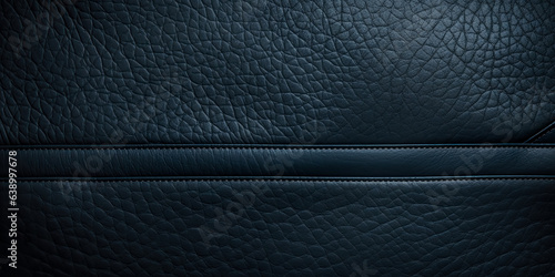 Texture of black leather background with stitched seam, close-up. Texture for design. digital ai
