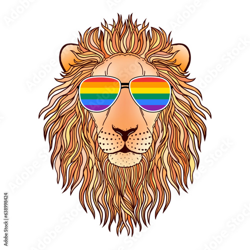 Lion muzzle with sunglasses