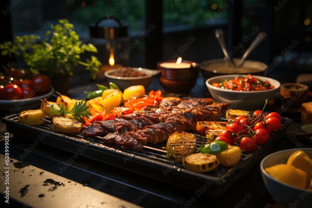 Friendly summer barbecue: juicy meat, laughs and good company., generative IA
