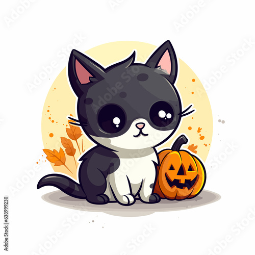 Cute Halloween Kitty Cat Vector Illustration, Cartoon Sticker, Vector Illustration, Isolated Cartoon, Cartoon Character, Cartoon Vector, Cartoon Animation, Anime Character