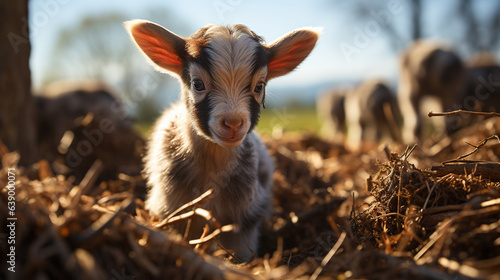 Cute Little Goat Playing in The Field AI Generative