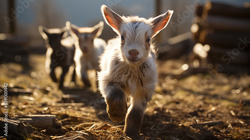 Cute Little Goat Playing in The Field AI Generative