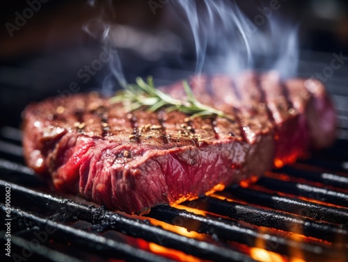 Beef Steak on a grill, close-up shot