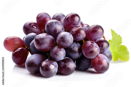 Delicious Isolated Red Grapes on White Background - Generative AI