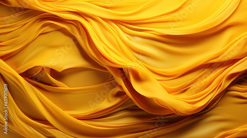 Beautiful Wavy Yellow Soft Fabric Flowing as Abstract Background AI Generative