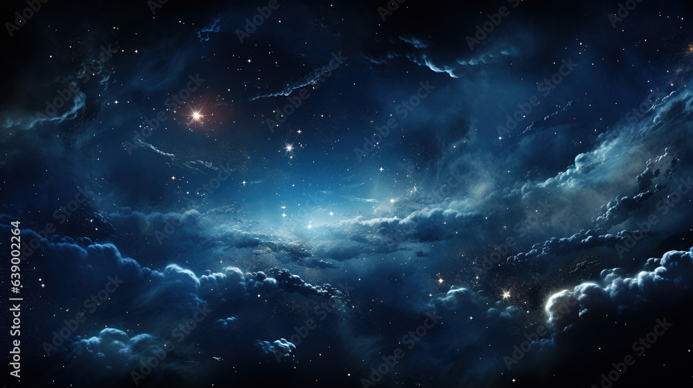 Panorama View Universe Space Shot of Milky Way Galaxy with Stars on a Night Sky Background AI Generative