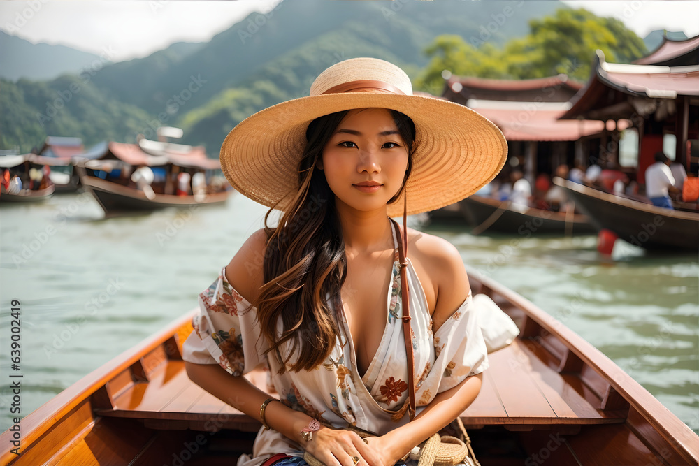 woman on a boat