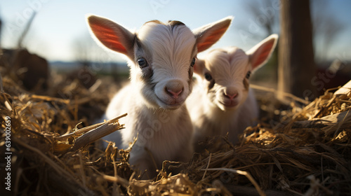 Cute Little Goat Playing in The Field AI Generative