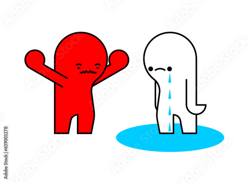 Anger and sadness in relationships. One screams at the other. The concept of quarrel and resentment