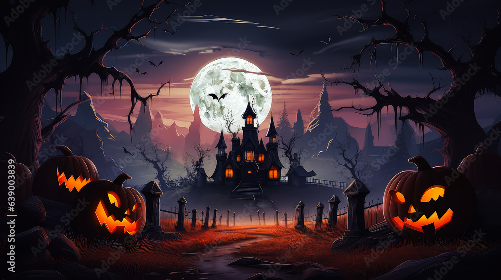 Spooky Halloween background or wallpaper design for posters, invitation ...