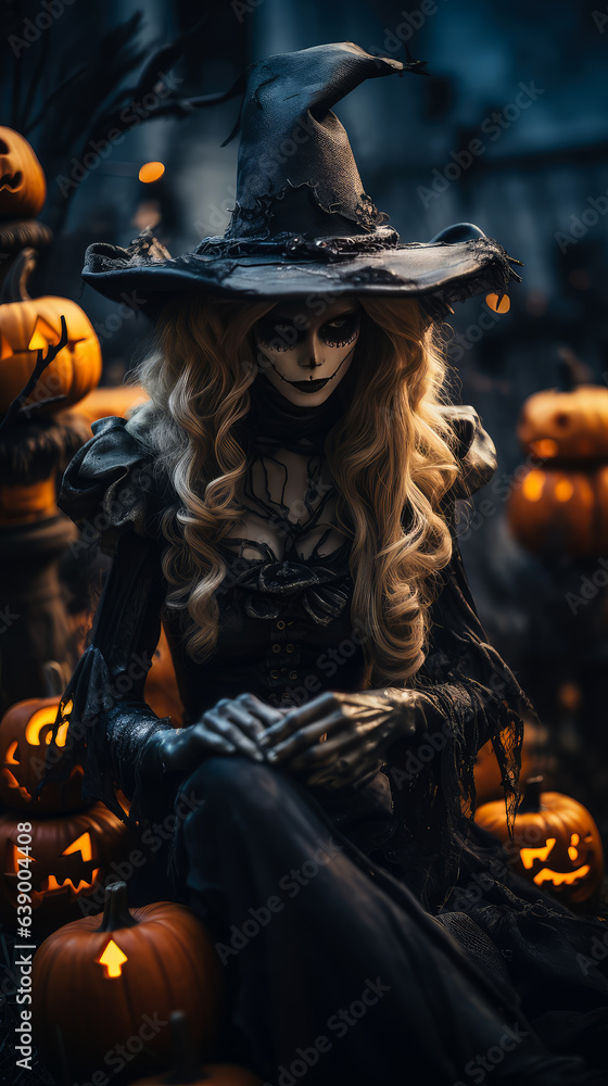 Attractive Halloween background or wallpaper design for posters, invitation cards, etc. 9:16 ratio. Created with generative AI technology. Attractive Halloween background or wallpaper design for posters, invitation cards, etc. 9:16 ratio. Created with generative AI technology.