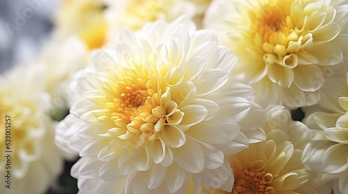 Beautiful white chrysanthemums as background  closeup