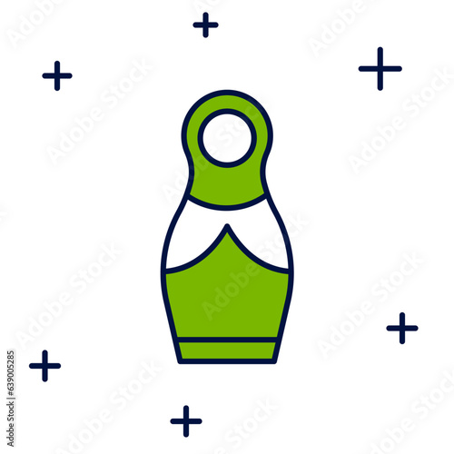 Filled outline Russian doll matryoshka icon isolated on white background. Vector