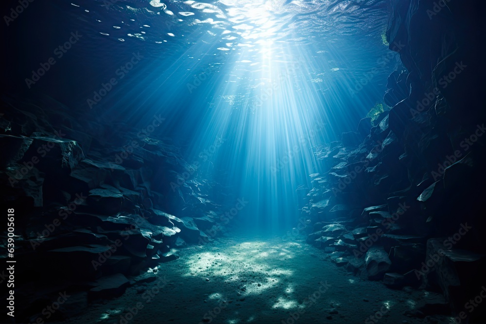 Exploring the Enchanting Underwater Cave: Capturing Sun Light and the Dark Depths of the Blue and Black Sea