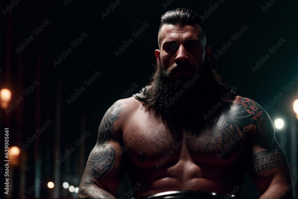 A muscular biker gang member man A muscular biker gang member man
