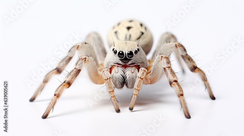 Close-up of Small Spider on White Background. Fauna Symbol of Detail and Poison for Health