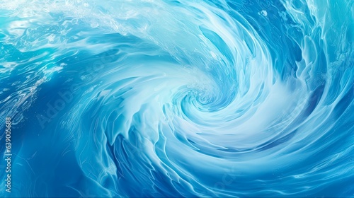 Blue Water Swirl. Beautifully Swirled Clear Water with Tornado-like Vortex. Stunning Blue Background Effect