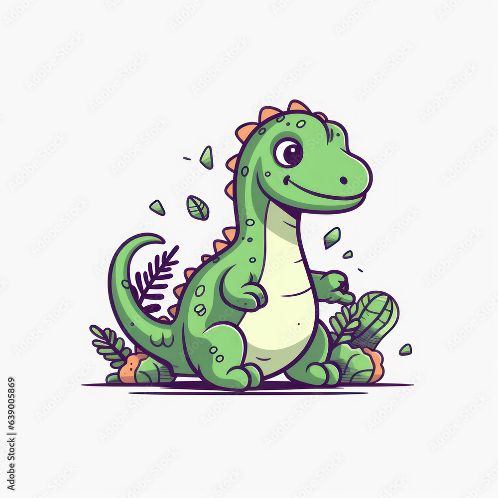 A cartoon illustration of a dinosaur. Generative AI. A cartoon illustration of a dinosaur. Generative AI.