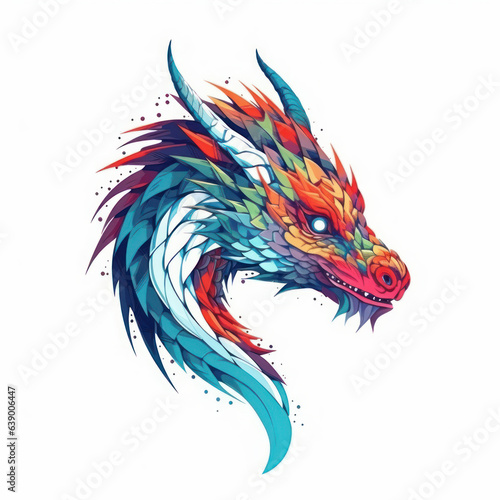 Illustration of a cartoon of a dragon. Generative AI. © Agustin
