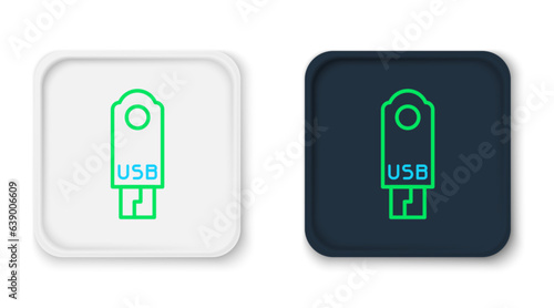 Line USB flash drive icon isolated on white background. Colorful outline concept. Vector