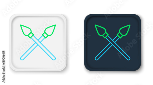 Line Crossed medieval spears icon isolated on white background. Medieval weapon. Colorful outline concept. Vector