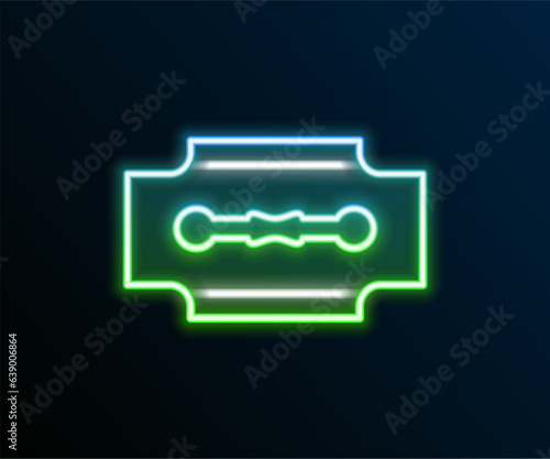 Glowing neon line Blade razor icon isolated on black background. Colorful outline concept. Vector