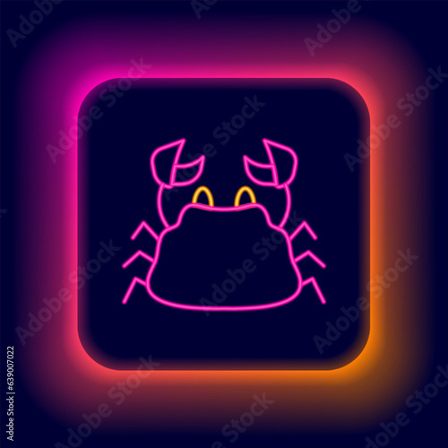 Glowing neon line Crab icon isolated on black background. Colorful outline concept. Vector