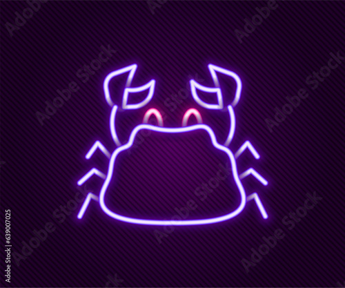 Glowing neon line Crab icon isolated on black background. Colorful outline concept. Vector