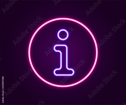 Glowing neon line Information icon isolated on black background. Colorful outline concept. Vector