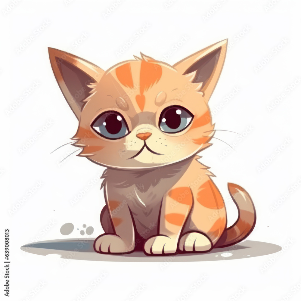 Obraz premium A cartoon illustration of a kitten. Generative AI.