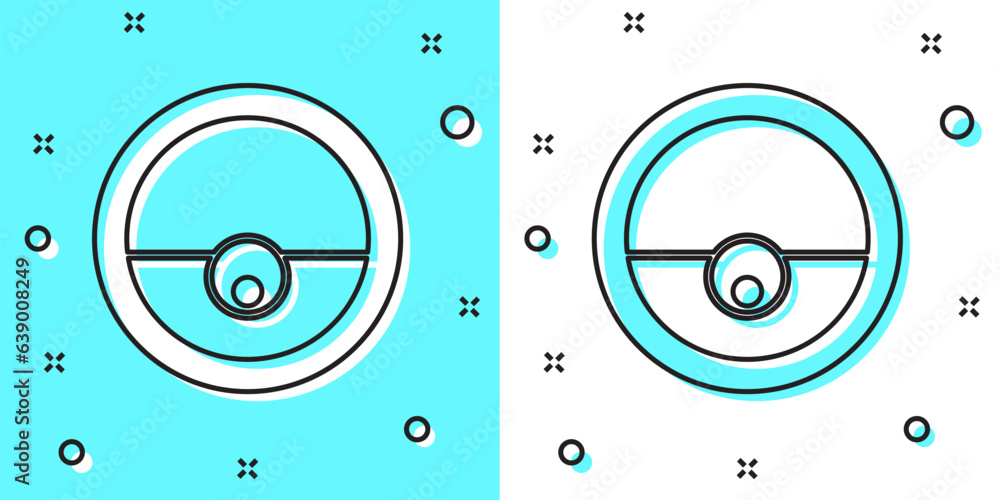 Black line Robot vacuum cleaner icon isolated on green and white background. Home smart appliance for automatic vacuuming, digital device for house cleaning. Random dynamic shapes. Vector Black line Robot vacuum cleaner icon isolated on green and white background. Home smart appliance for automatic vacuuming, digital device for house cleaning. Random dynamic shapes. Vector