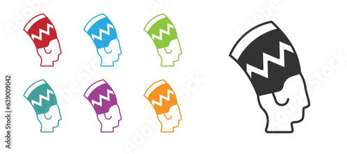 Black Nefertiti icon isolated on white background. Set icons colorful. Vector