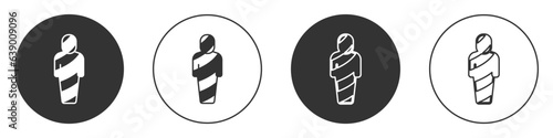 Black Egypt mummy icon isolated on white background. Circle button. Vector