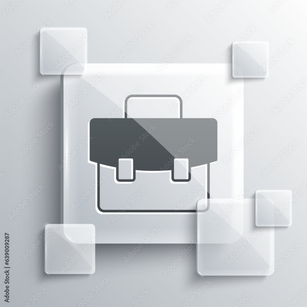 Grey Briefcase icon isolated on grey background. Business case sign. Business portfolio. Square glass panels. Vector Grey Briefcase icon isolated on grey background. Business case sign. Business portfolio. Square glass panels. Vector