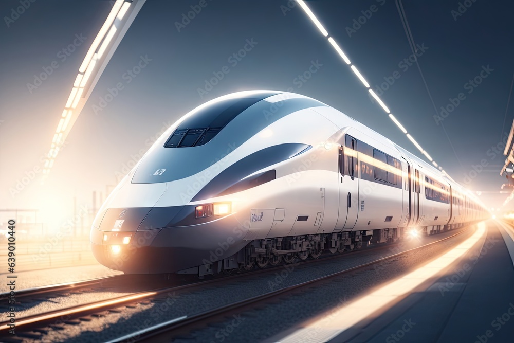 Fototapeta premium hyperrealism white background high speed train. ai generative