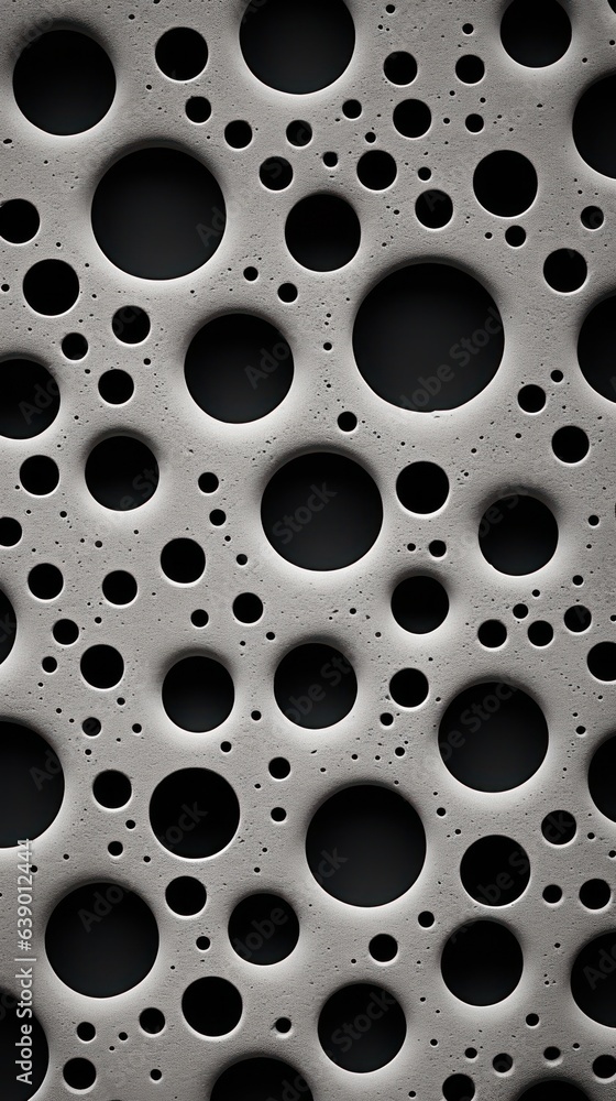 macro image Concrete with monochrome gray texture with round holes. Concrete background closeup macro image Concrete with monochrome gray texture with round holes. Concrete background closeup