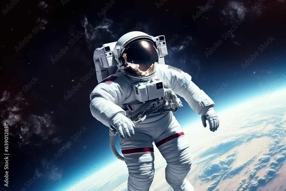 Astronaut in space on a new planet background